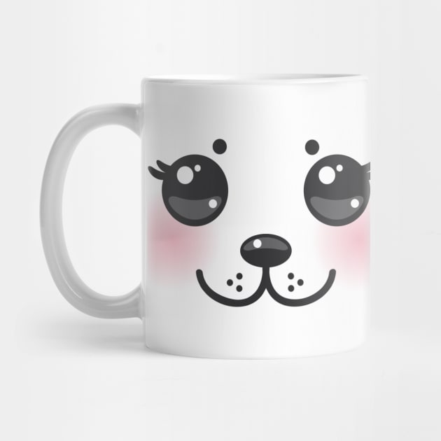 Kawaii funny cat muzzle with pink cheeks and winking eyes (5) by EkaterinaP